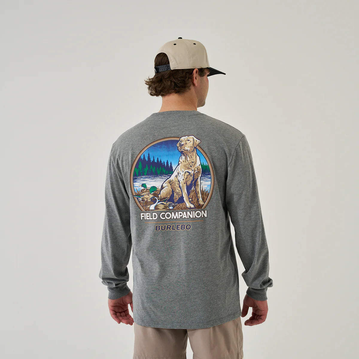 Burlebo® Men's Long Sleeve Tee - Field Companion - Dark Heather Grey LST-FC-DHG