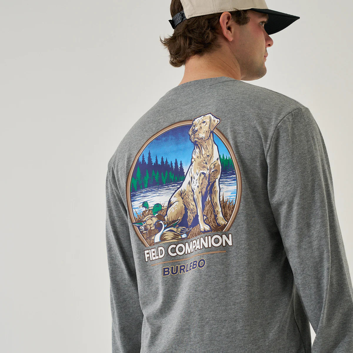 Burlebo® Men's Long Sleeve Tee - Field Companion - Dark Heather Grey LST-FC-DHG