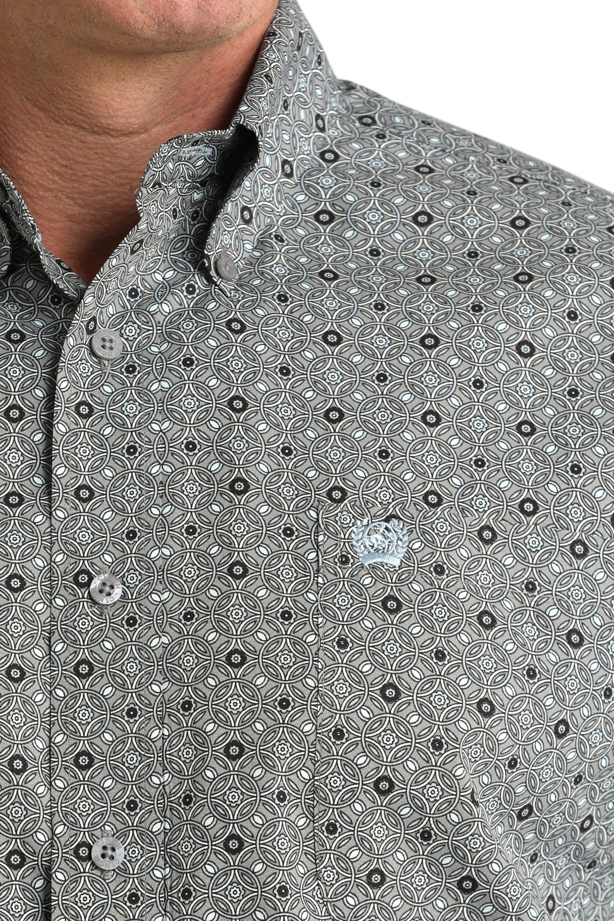 Cinch® Men's Gray Geometric Print Button-Down Shirt MTW1106005