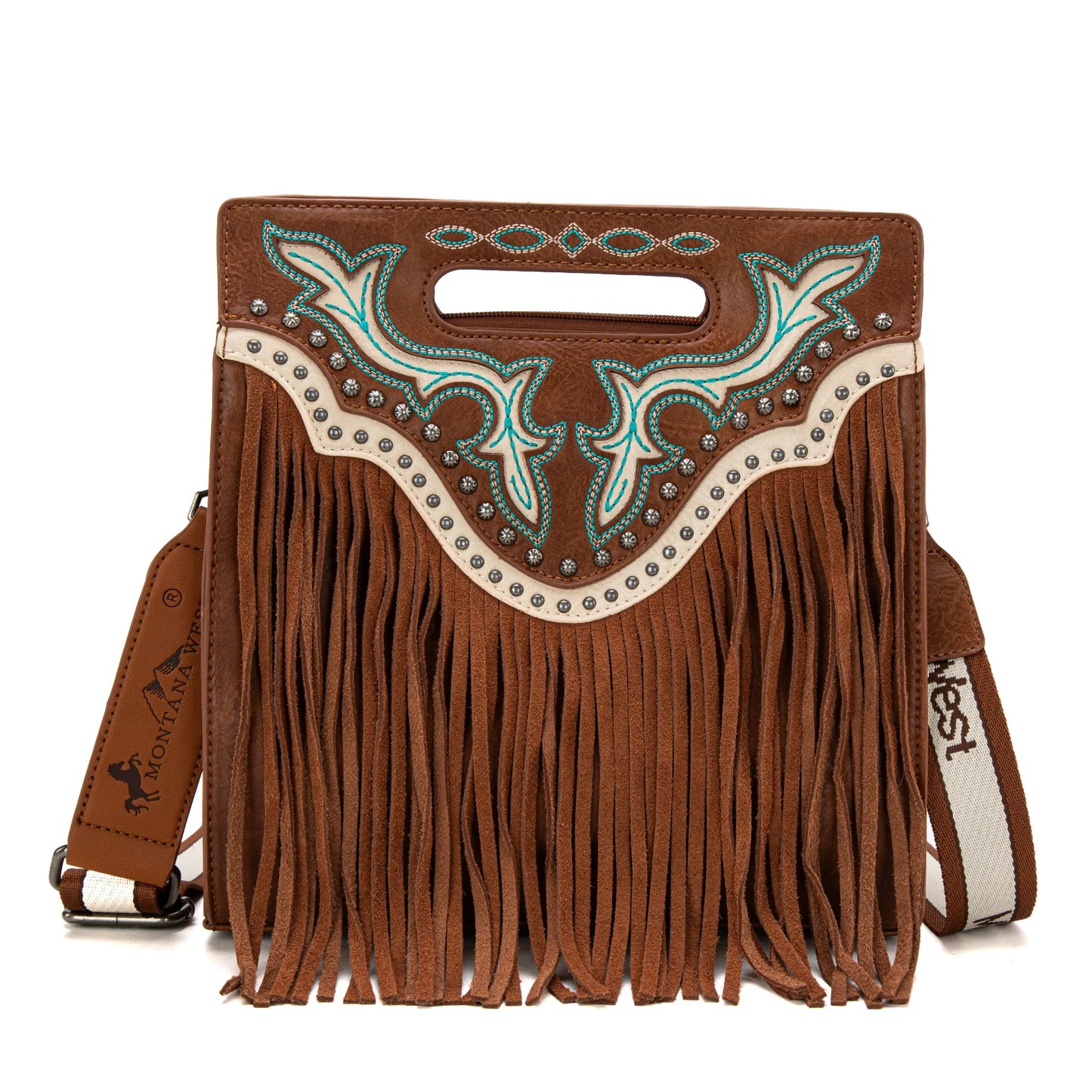 Montana West® Fringe Embroidered Concealed Carry Tote/Crossbody MW1281G-9360BR