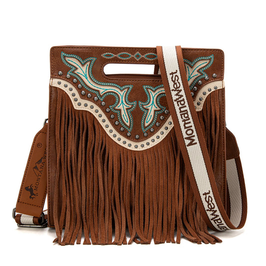 Montana West® Fringe Embroidered Concealed Carry Tote/Crossbody MW1281G-9360BR