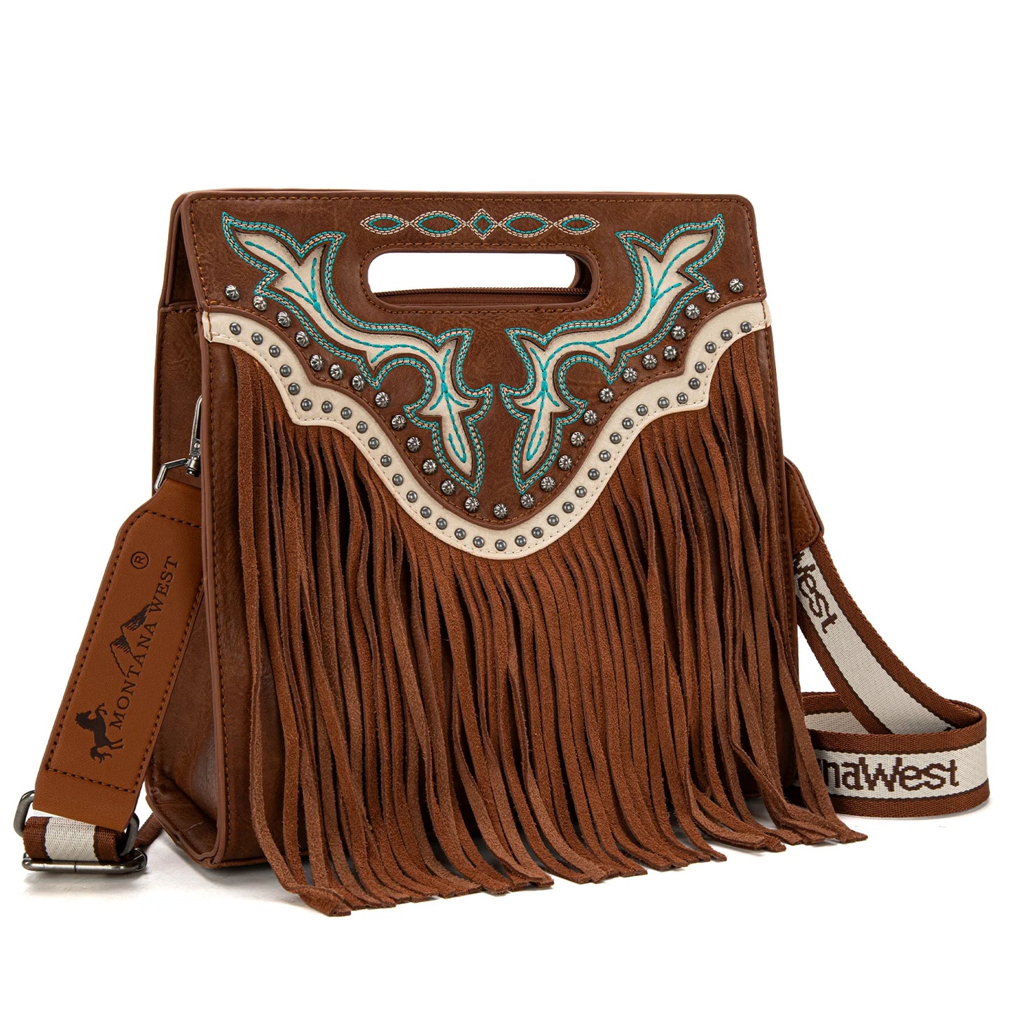 Montana West® Fringe Embroidered Concealed Carry Tote/Crossbody MW1281G-9360BR