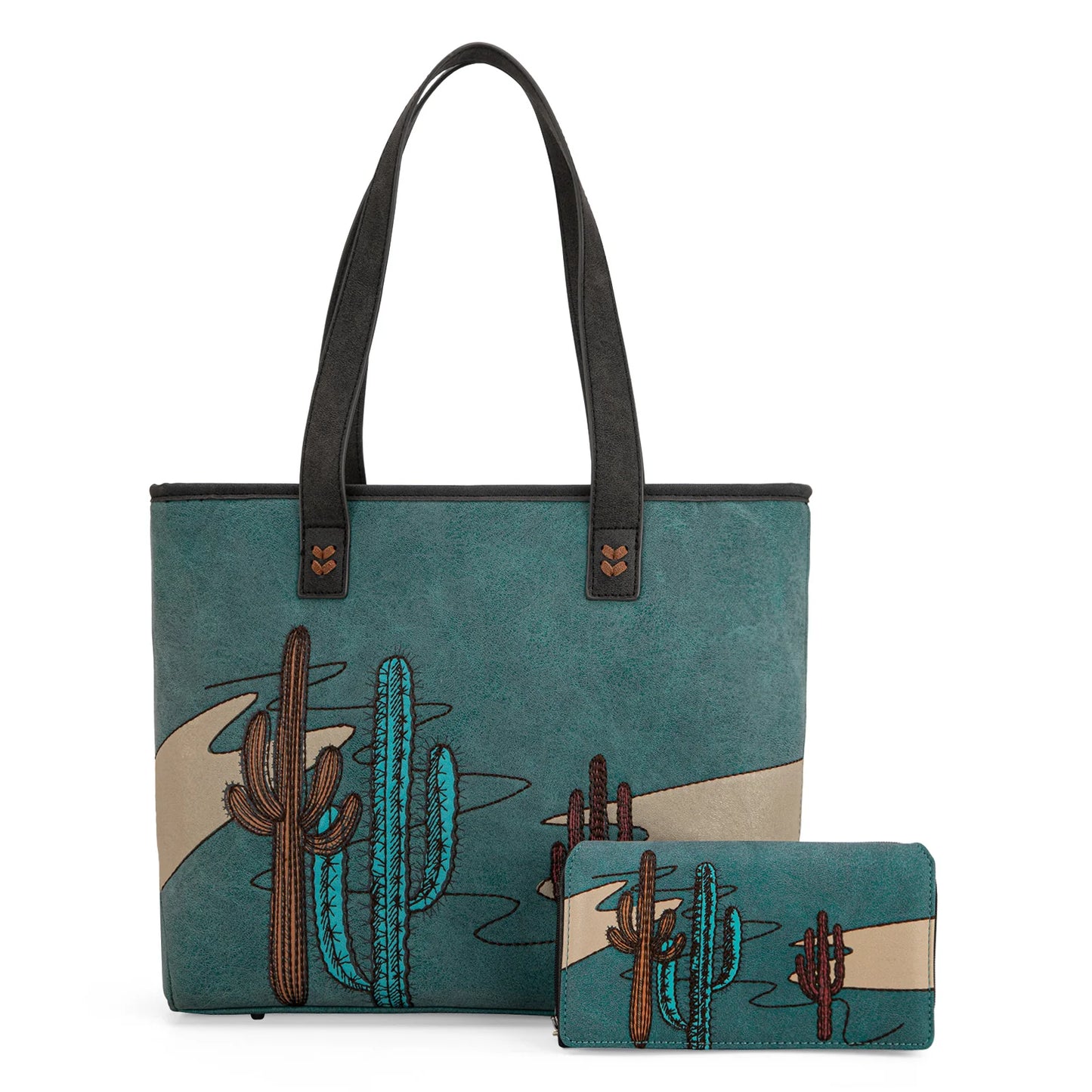 Montana West® Embroidered Tote with Wallet Set MW1309G-8317WTQ