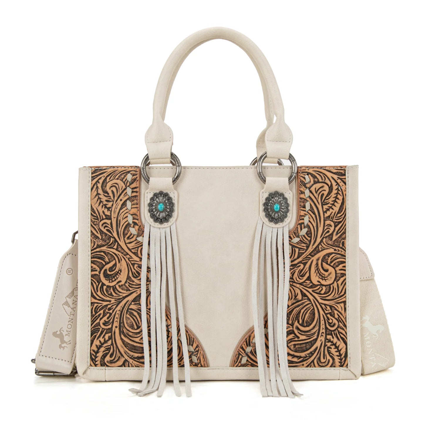 Montana West® Tooled Concho Tote/Crossbody Beige MW1339-2002BG