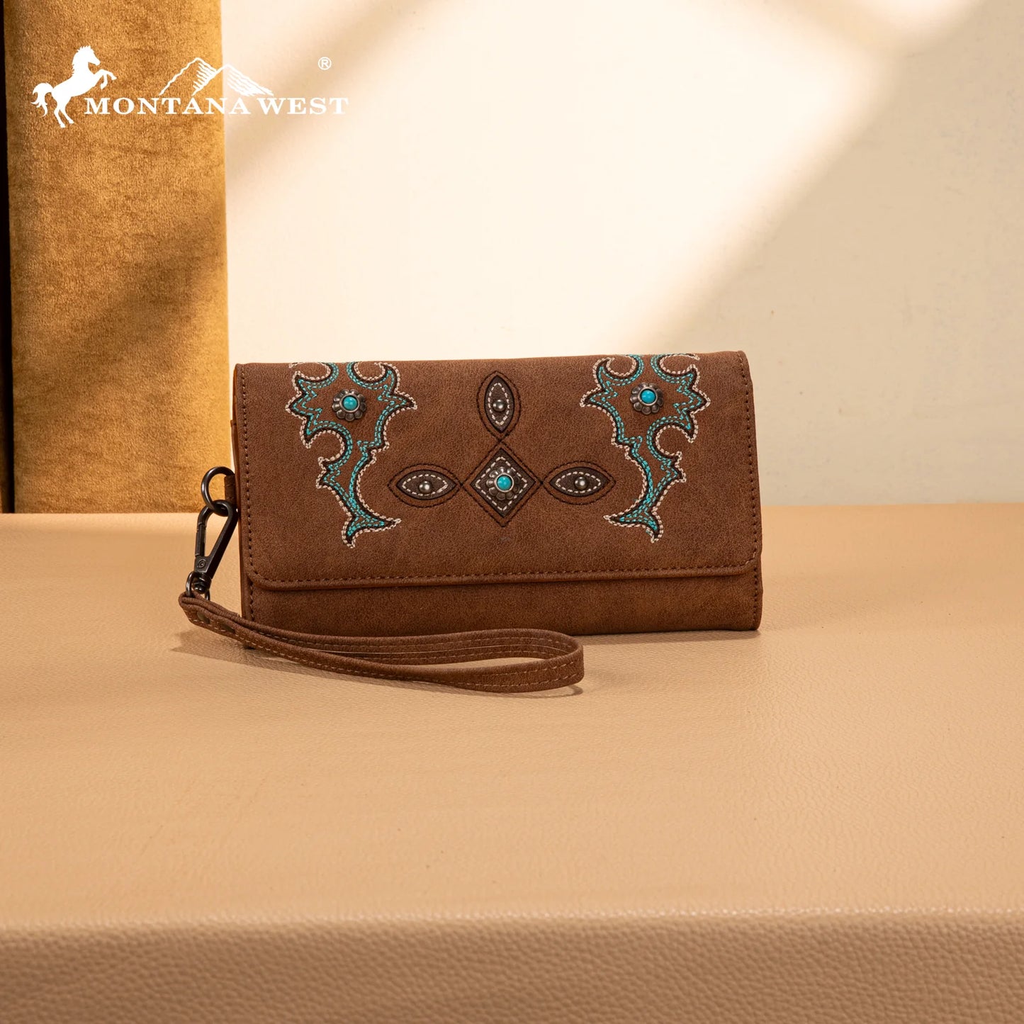 Montana West® Concho Embroidered Collection Wallet Brown MW1344-W002BR