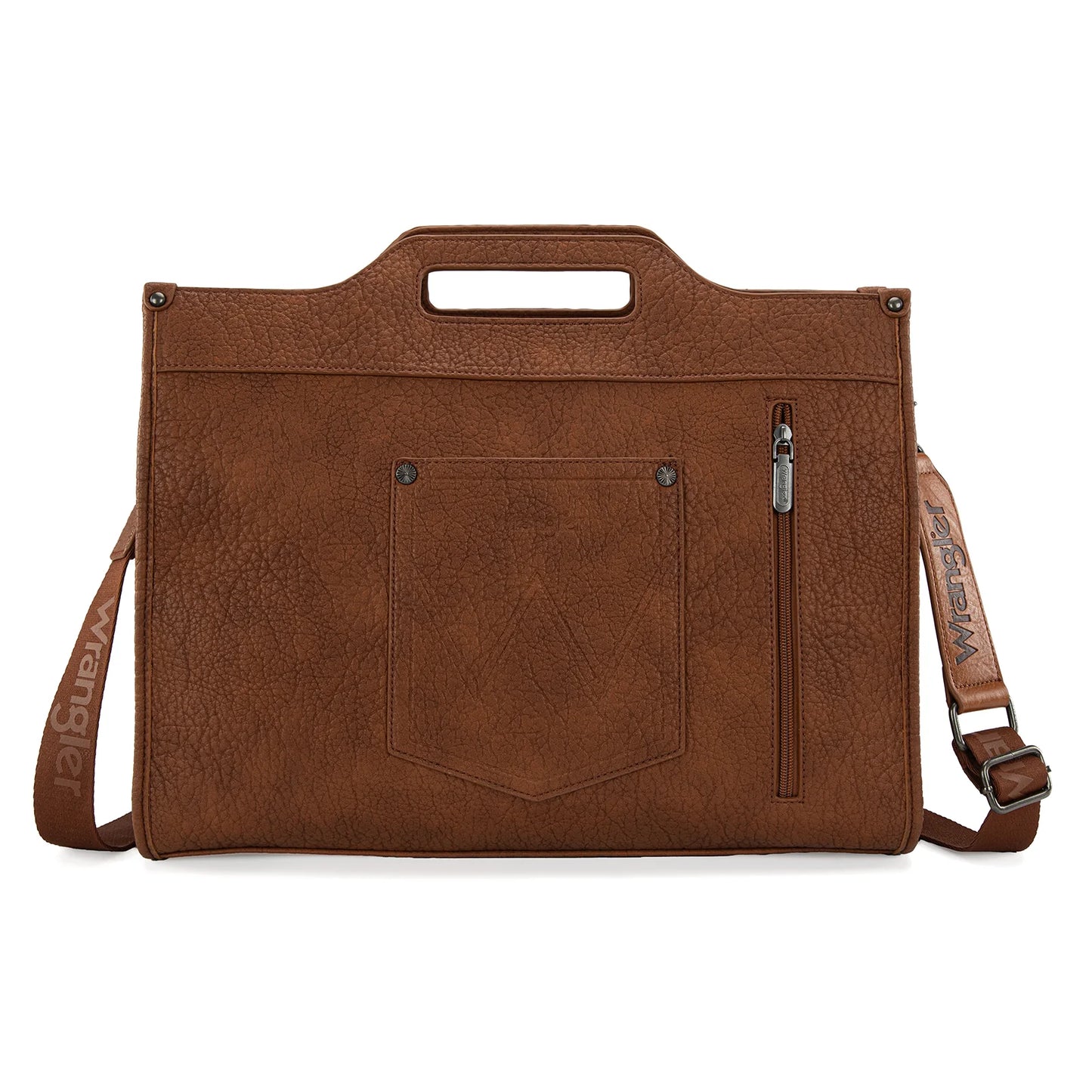 Wrangler® Genuine Cowhide Carry-All Cowhide Large Tote /Crossbody Brown WG283-014BR