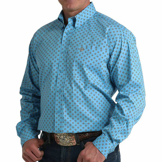 Cinch® Men's Blue Geometric Print Button-Down Shirt MTW1106007