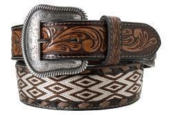 Nocona® Men's 1 7/8-1 12 Tapered Diamond Embroidered Brown Belt N210010202