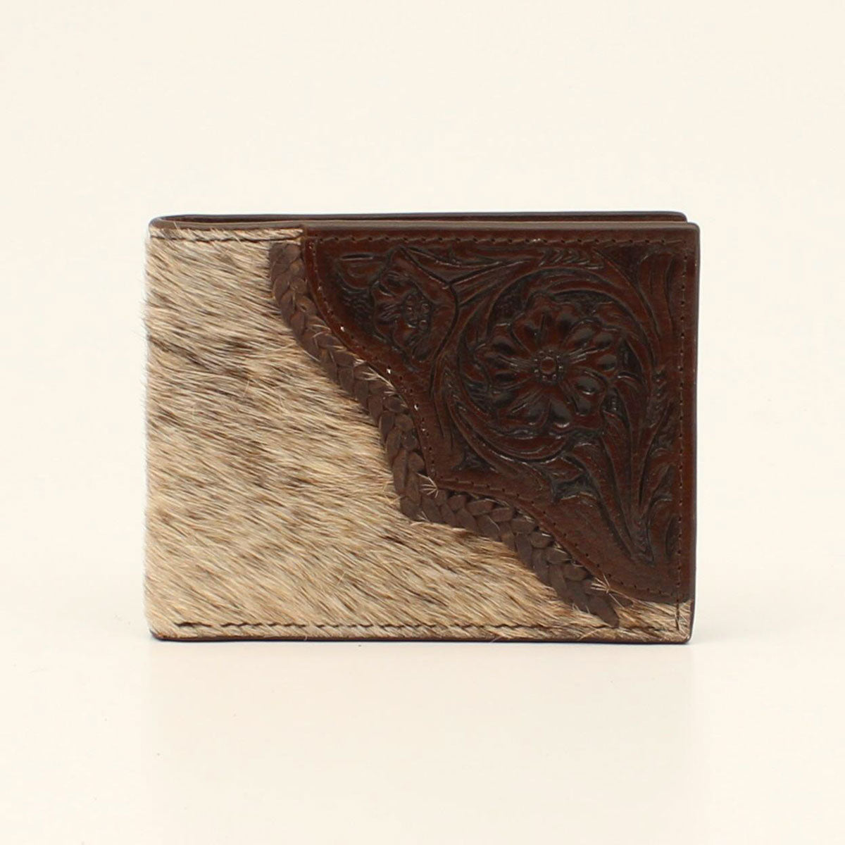Nocona® Men's Bifold Wallet Cow Hair Tooled Edge Brown N500033002