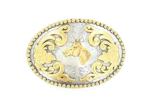 Nocona® Oval Floral Embossed Horse Buckle 3756607