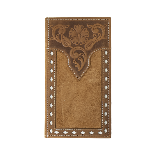 Nocona® Rodeo Wallet Floral Embossed White Buck Lacing Tan N5415708