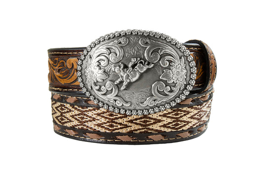 Nocona® Youth Boy's Belt 1 1/4 Inch Diamond Embroidered Brown N4444302