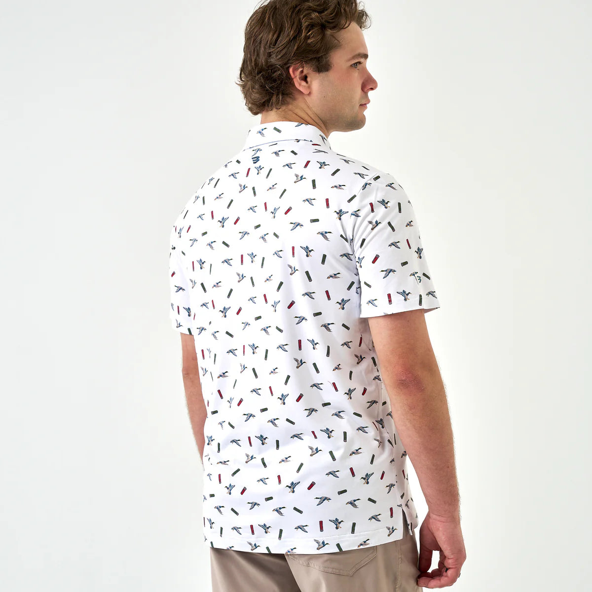 Burlebo® Men's Performance Polo Ducks And Shells - White PP-DKSH-W