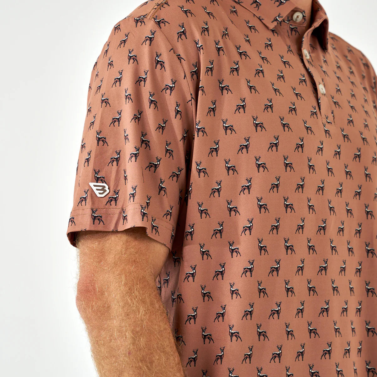 Burlebo® Men's Performance Polo Whitetail Deer - Brown PP-WTD-B