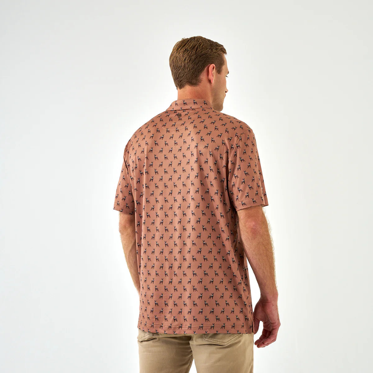 Burlebo® Men's Performance Polo Whitetail Deer - Brown PP-WTD-B