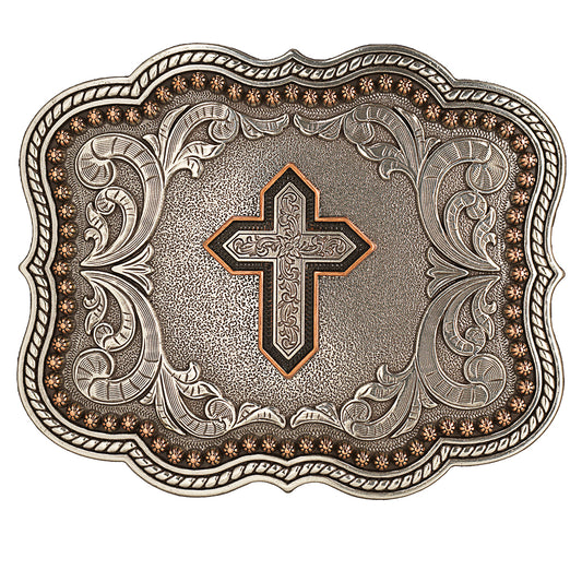 Nocona® Rectangle Scalloped Copper Cross Buckle 37911