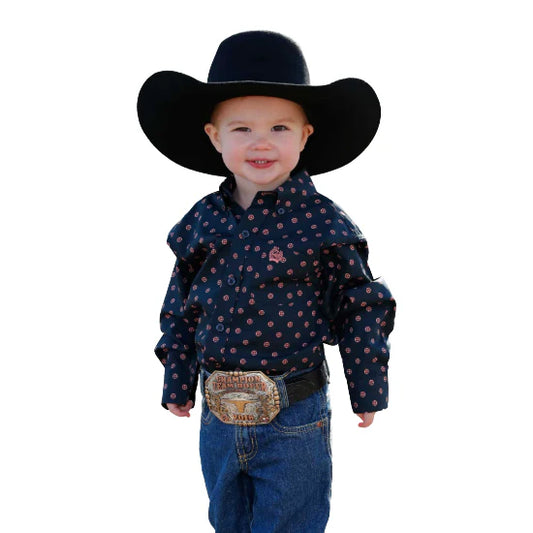 Cinch® Boy's Toddler Navy Print Long Sleeve Shirt MTW7061401