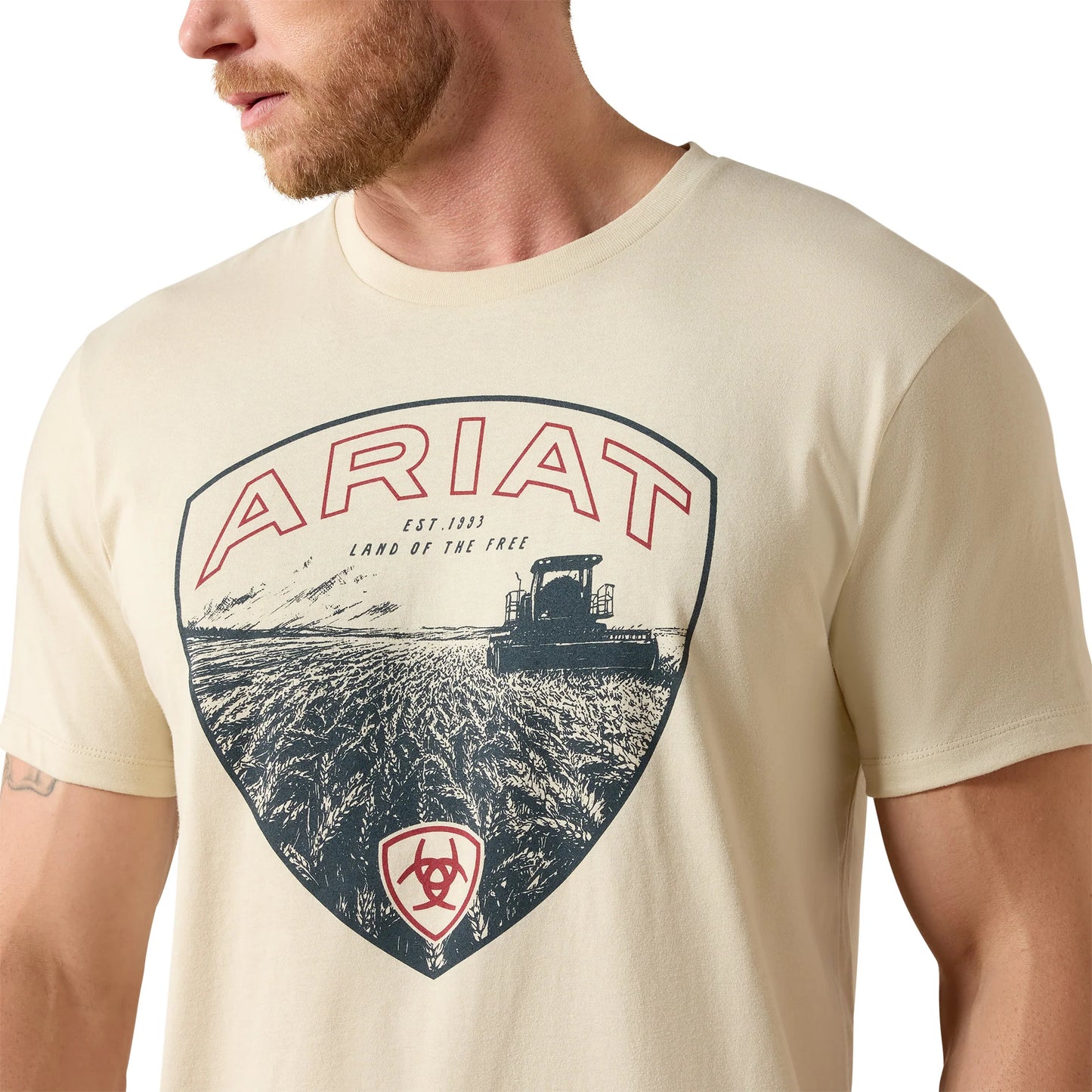 Ariat® Men's Land Of The Free Farm Shield Natural T-Shirt 10071190