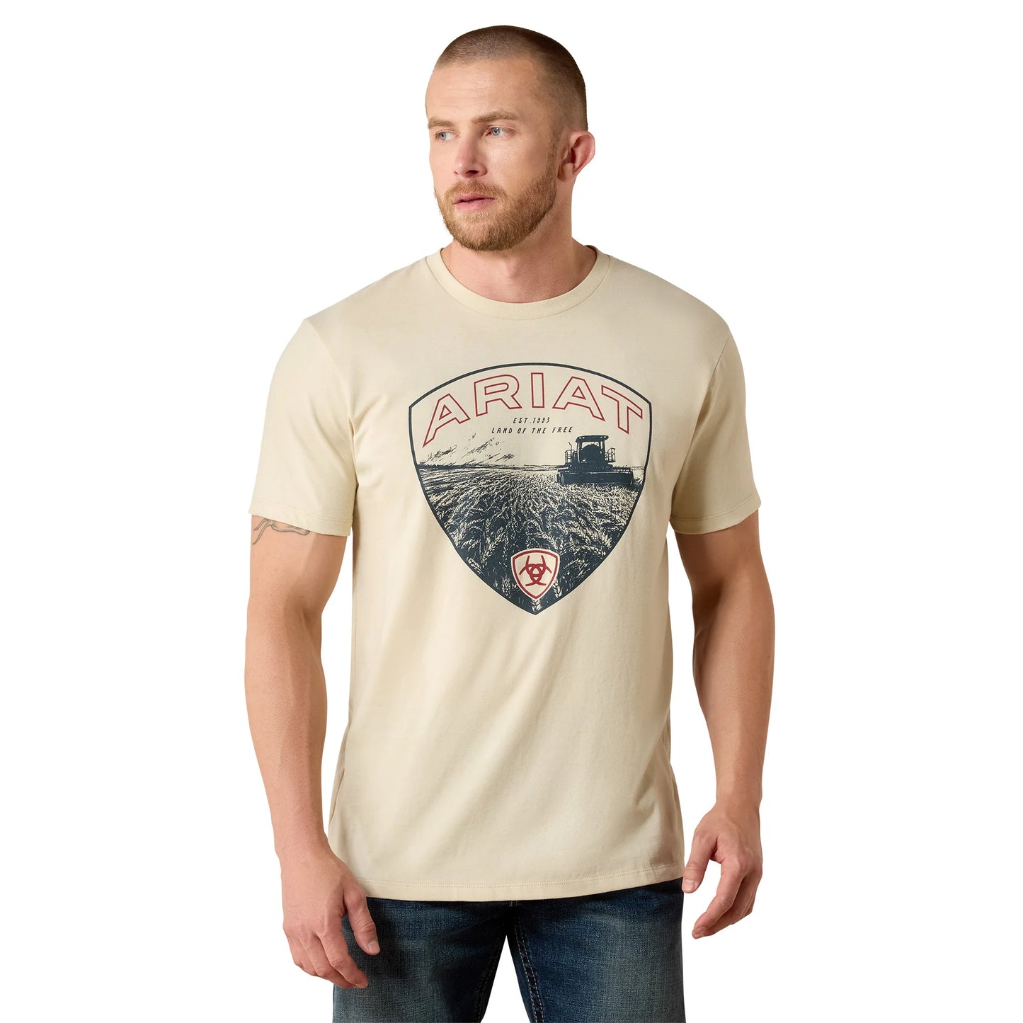 Ariat® Men's Land Of The Free Farm Shield Natural T-Shirt 10071190