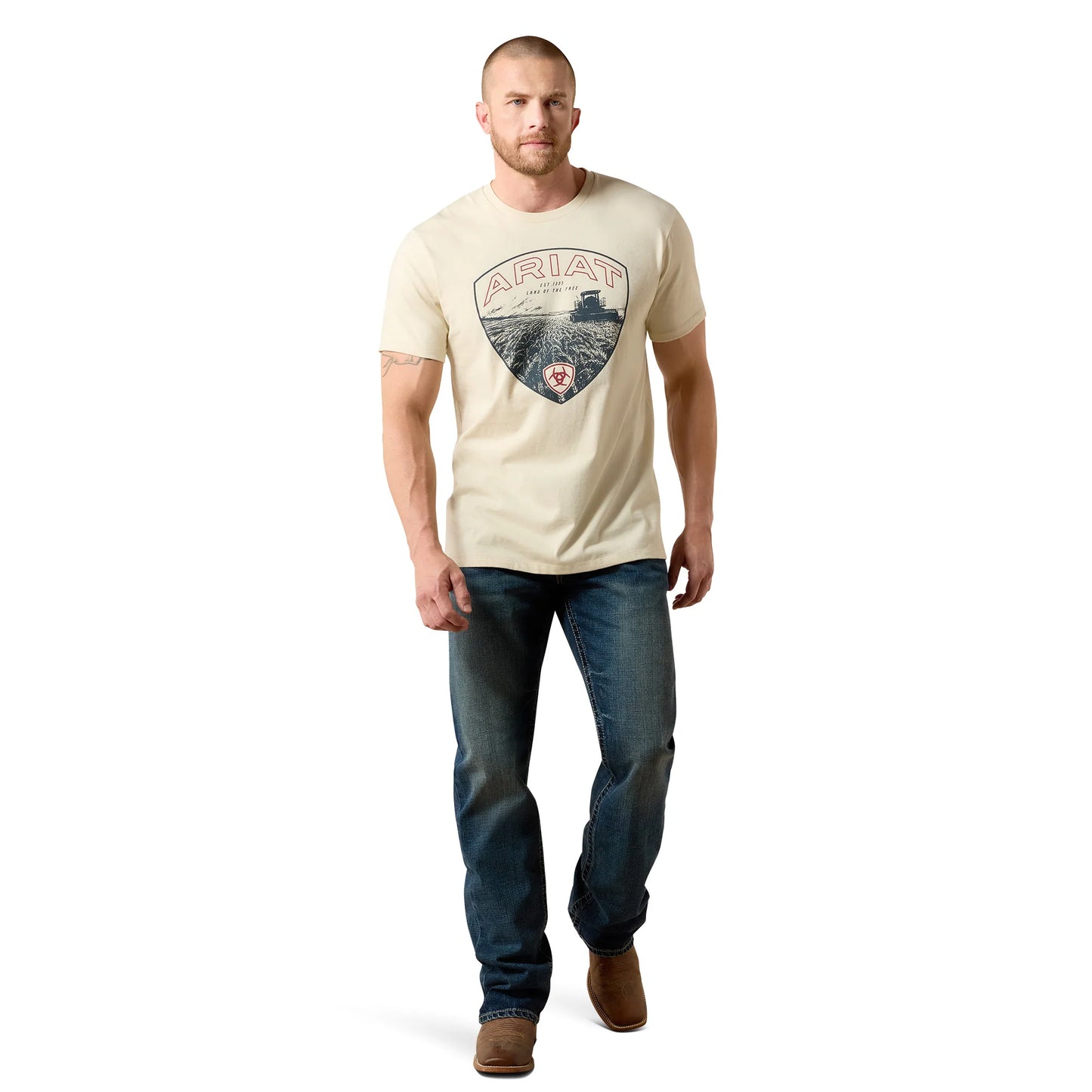 Ariat® Men's Land Of The Free Farm Shield Natural T-Shirt 10071190