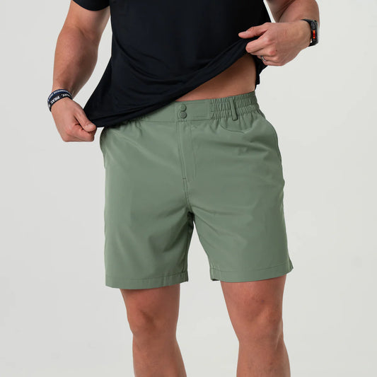 Burlebo® Men's Everyday Shorts - Light Sage - Fish Toss Pocket ES-LS-BRCTY