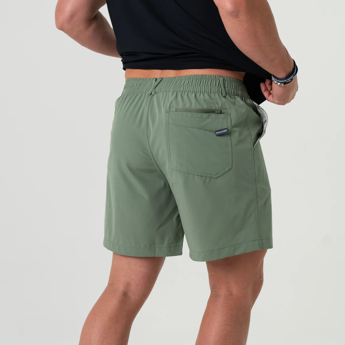 Burlebo® Men's Everyday Shorts - Light Sage - Fish Toss Pocket ES-LS-BRCTY