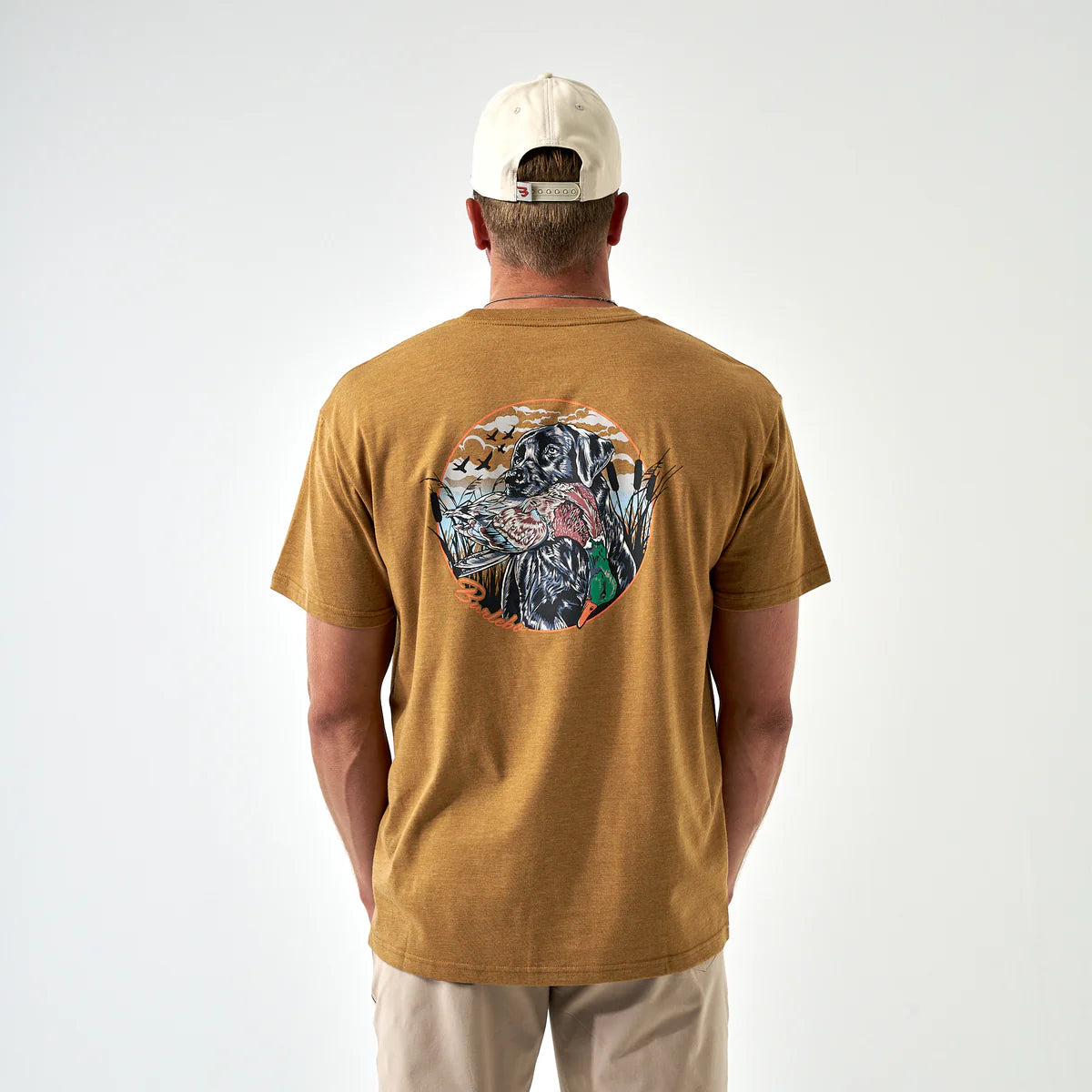 Burlebo® Men's Short Sleeve Tee Duck and Dog - Light Brown SST-DKDG-LB