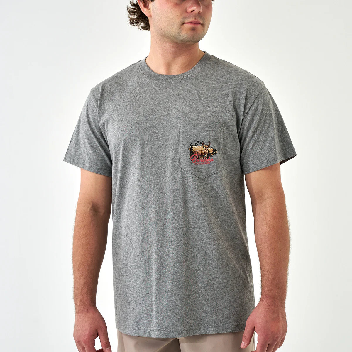 Burlebo® Men's Short Sleeve Tee - Hill Country Buck - Dark Heather Grey SST-HCBK-DHG