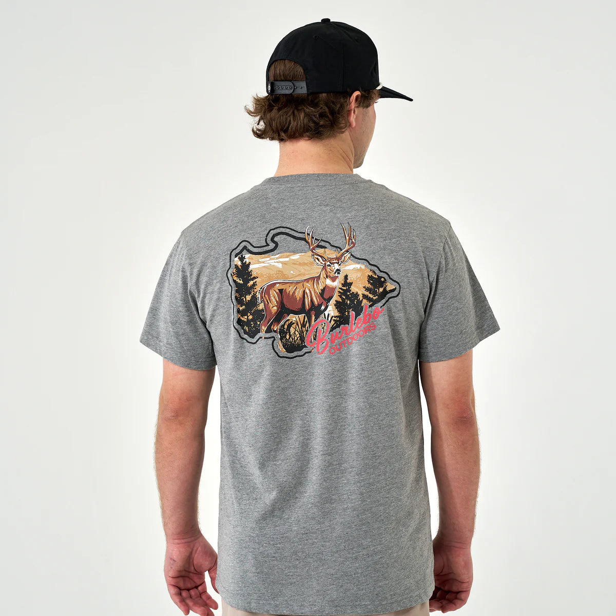 Burlebo® Men's Short Sleeve Tee - Hill Country Buck - Dark Heather Grey SST-HCBK-DHG
