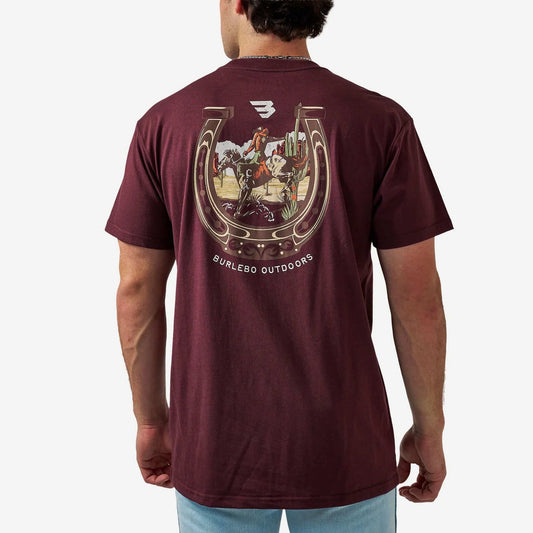 Burlebo® Men's Short Sleeve Tee Horseshoe - Maroon SST-HORS-MAR