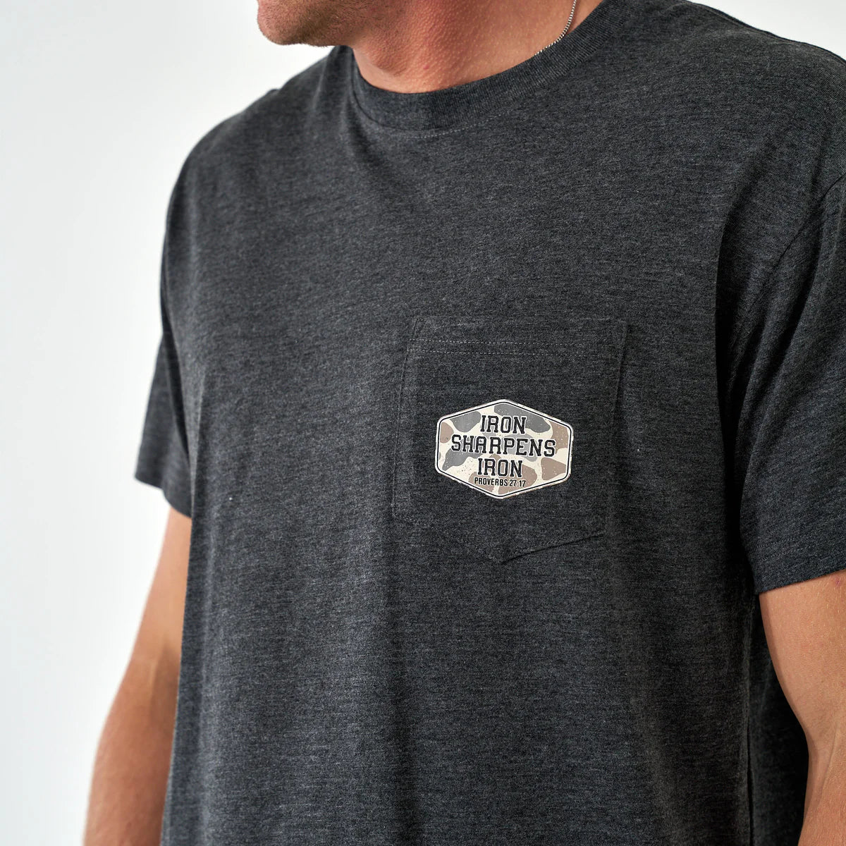 Burlebo® Men's Short Sleeve Tee Iron Sharpens Iron - Heather Black SST-ISI-HB