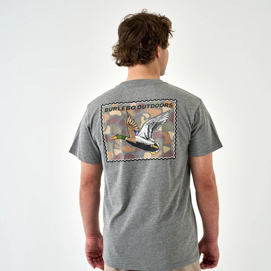Burlebo® Men's Short Sleeve Tee Mallard Duck Stamp - Dark Heather Grey SST-MDKS-DHG