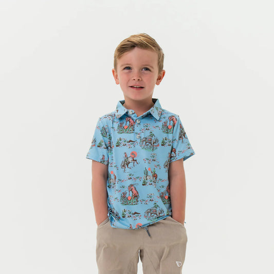 Burlebo® Youth  Polo Cowboy Up Blue Y-PP-CU-B