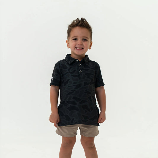 Burlebo® Youth Performance Polo Black Camo Y-PP-BLKC