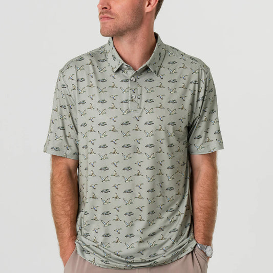 Burlebo® Men's Performance Polo - Flying Ducks - Green PP-FD-GRN