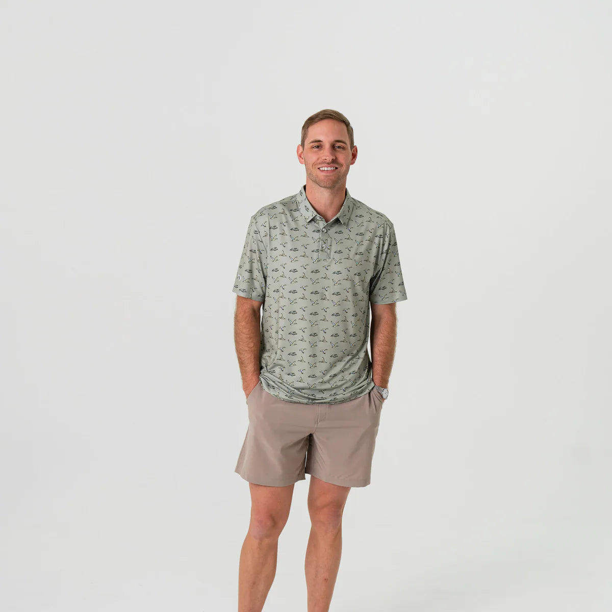 Burlebo® Men's Performance Polo - Flying Ducks - Green PP-FD-GRN