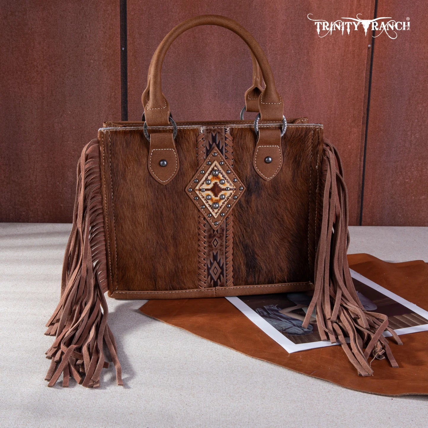 Trinity Ranch® Hair-On Cowhide Tote/Crossbody TR146-8120BR