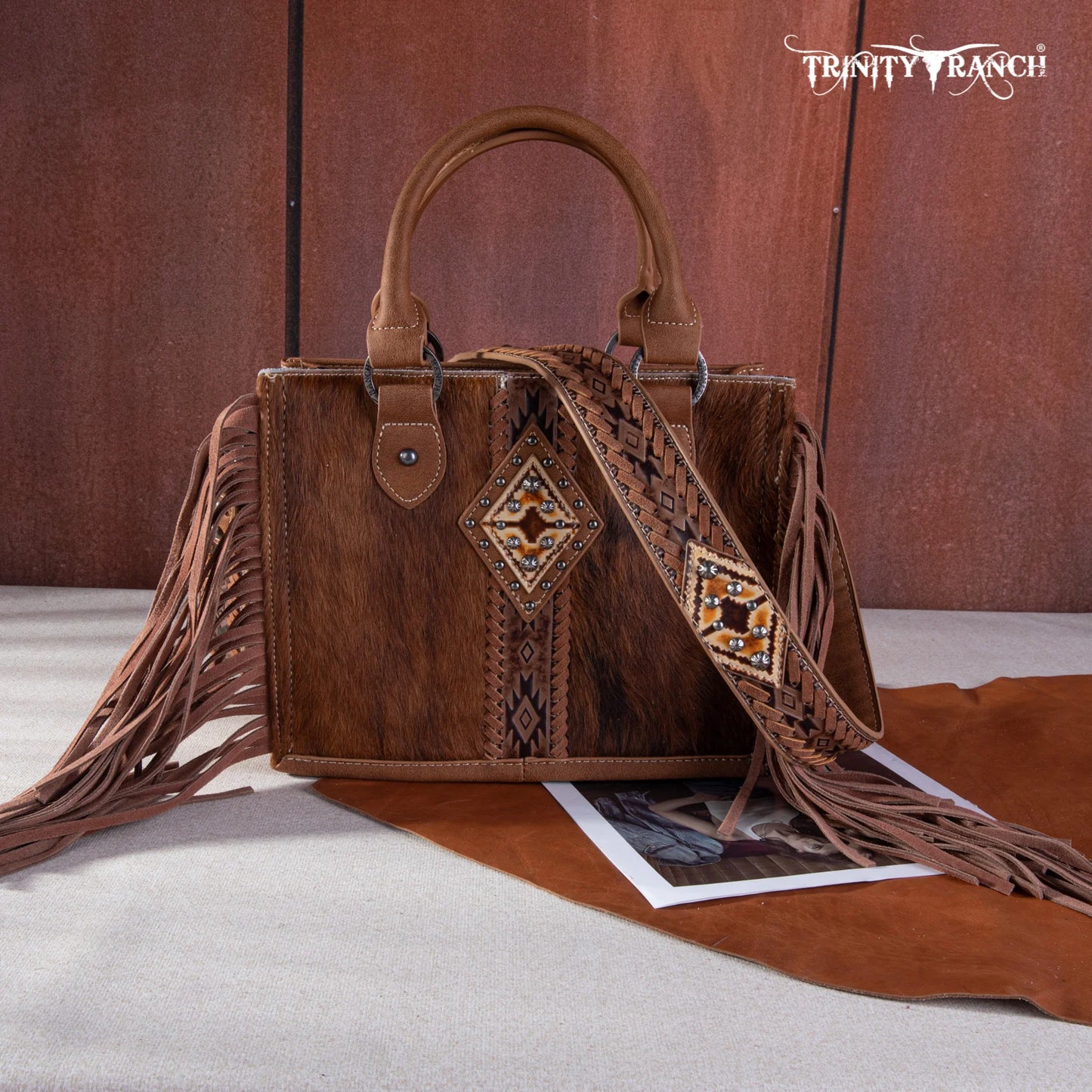 Trinity Ranch® Hair-On Cowhide Tote/Crossbody TR146-8120BR