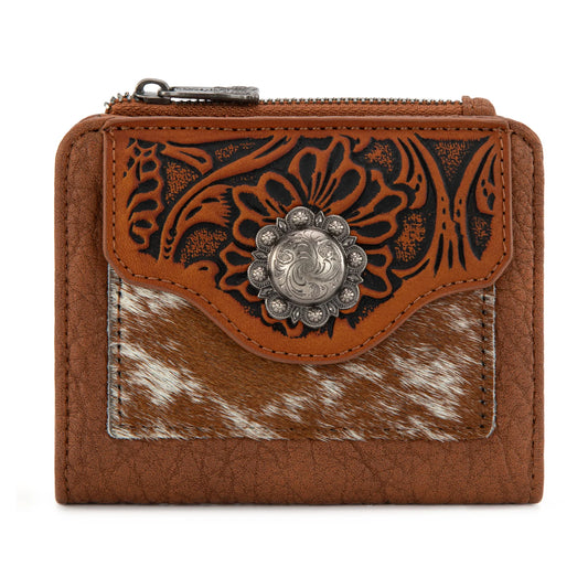 Trinity Ranch® Hair-On Cowhide Tooled Collection Wallet TR203-W2003BR