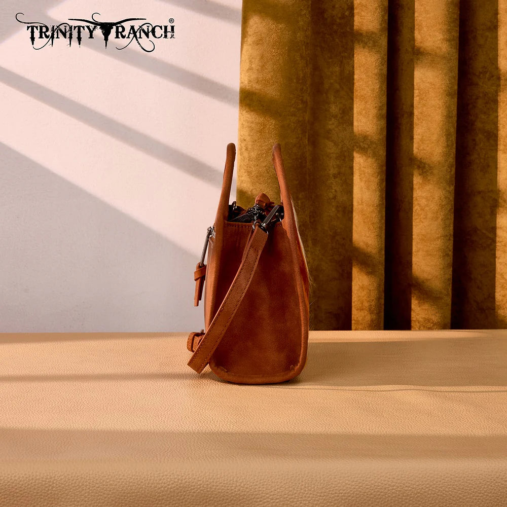 Trinity Ranch® Genuine Hair-On Cowhide Satchel Crossbody Bag TR206-8360BR