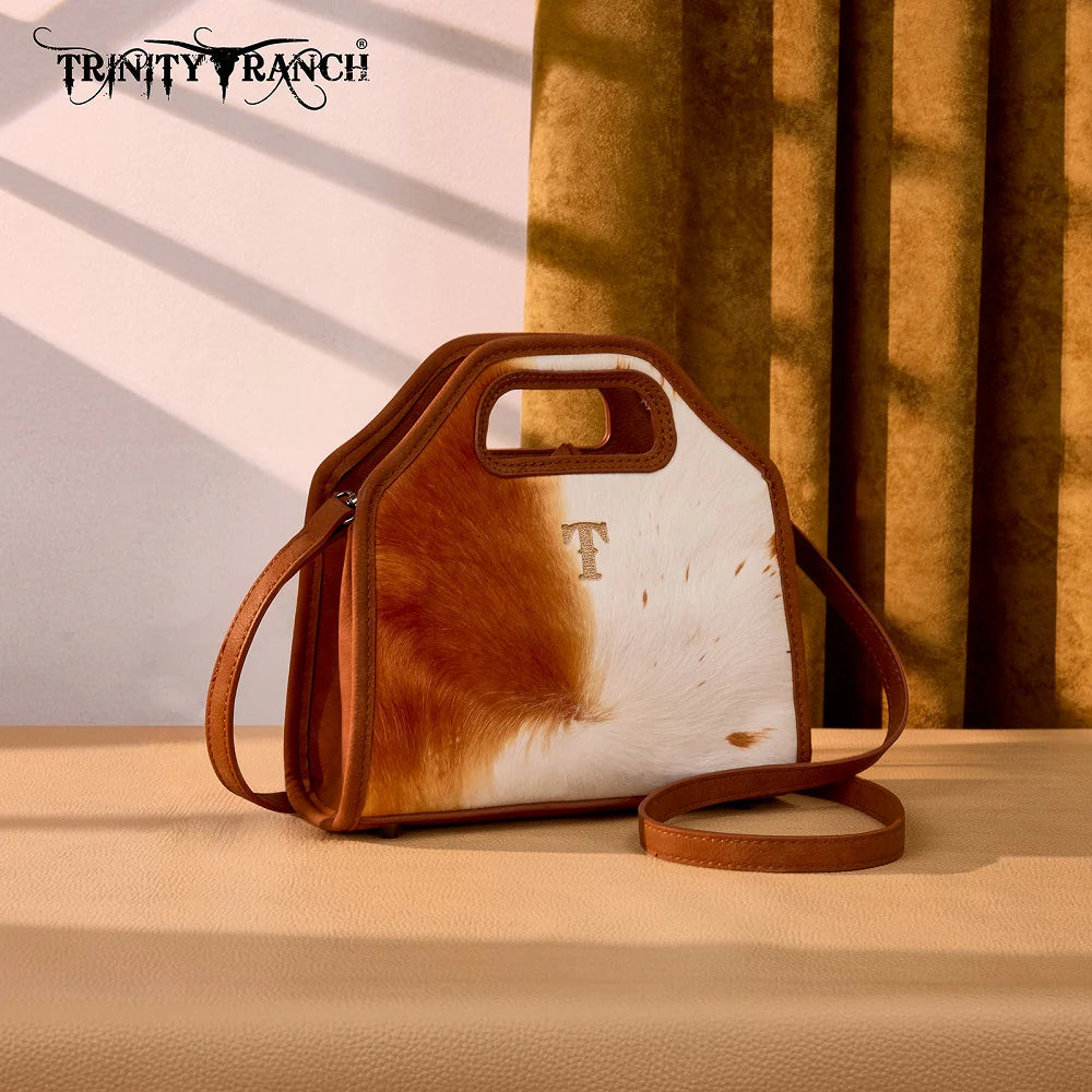 Trinity Ranch® Genuine Hair-On Cowhide Satchel Crossbody Bag TR206-8360BR