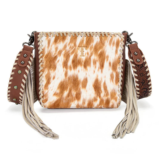 Trinity Ranch® Cowhide Fringe Crossbody Bag Brown TR207-8360BR