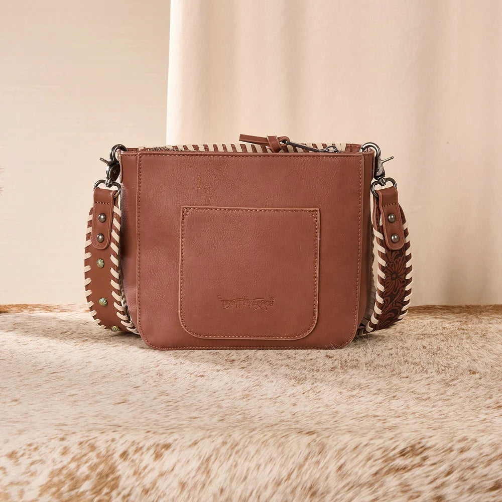 Trinity Ranch® Cowhide Fringe Crossbody Bag Brown TR207-8360BR