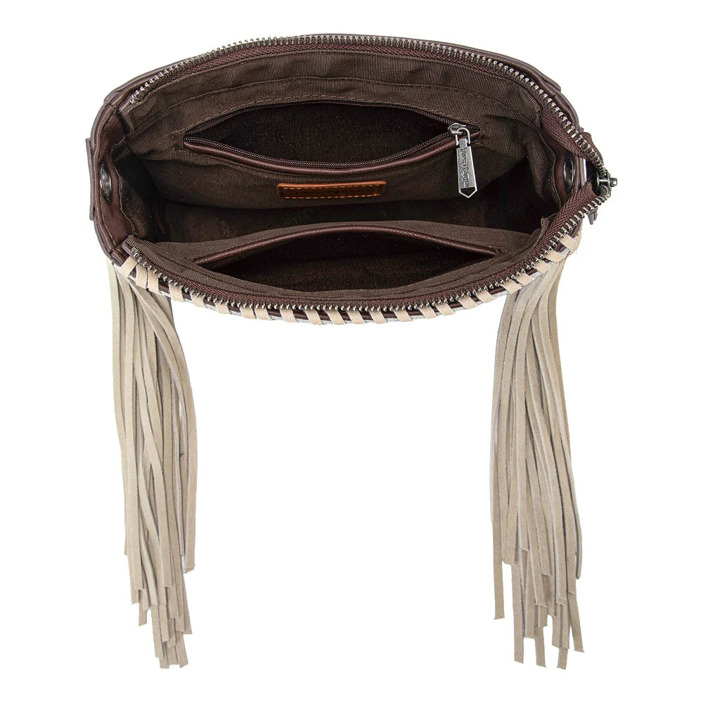 Trinity Ranch® Cowhide Fringe Crossbody Bag Coffee TR207-8360CF