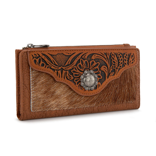 Trinity Ranch® Hair-On Cowhide Tooled Collection Wallet TR203-W2002BR