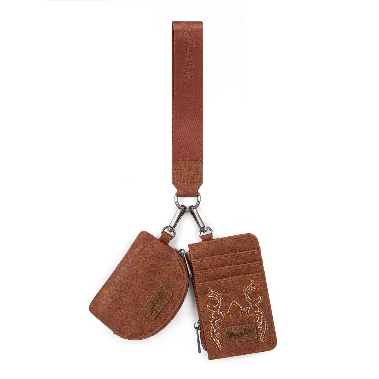 Wrangler® Embroidered Dual Pouch Wristlet Brown WG145-W007BR