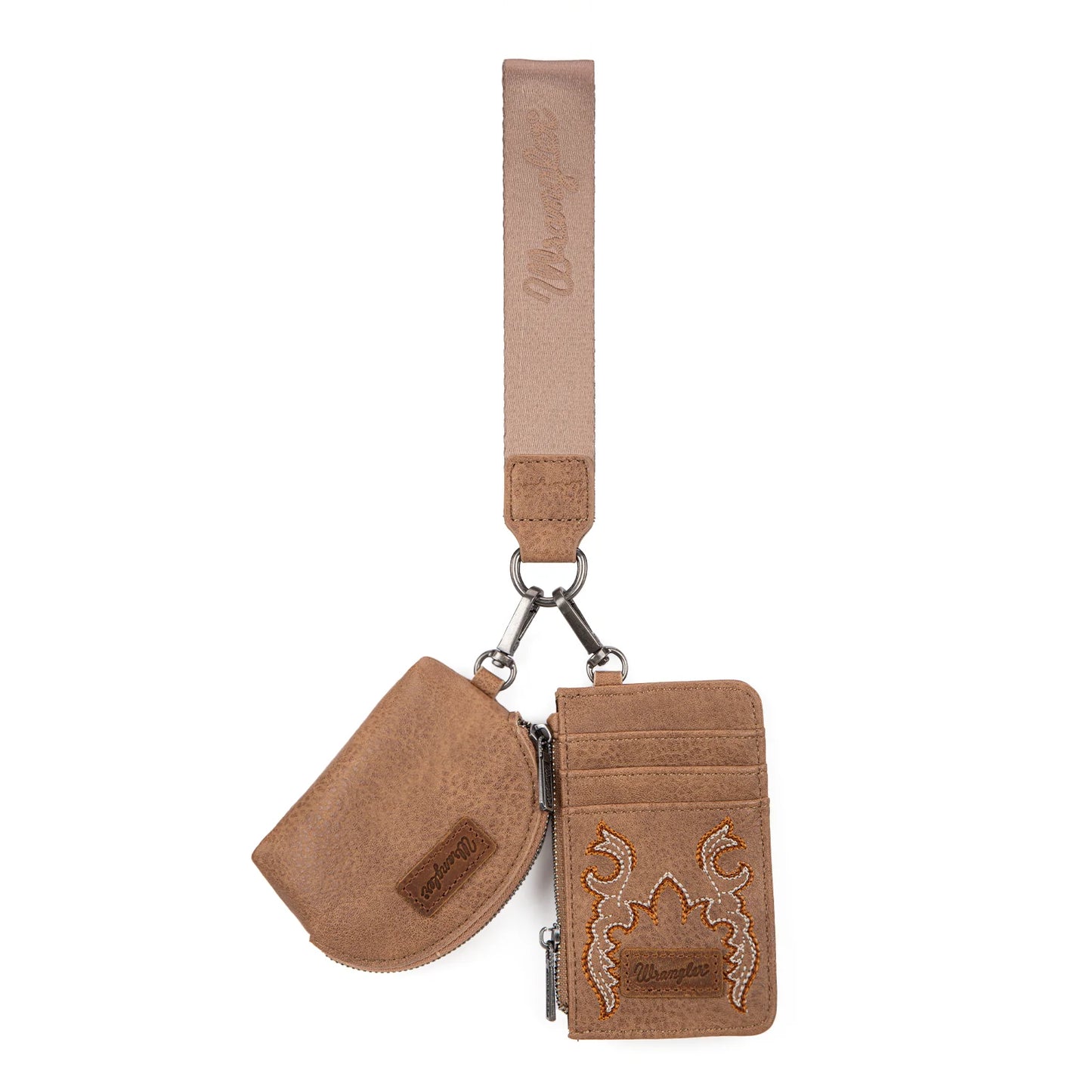 Wrangler® Embroidered Dual Pouch Wristlet Khaki WG145-W007KH