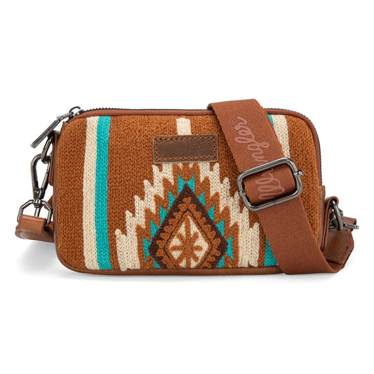 Wrangler® Southwestern Knitted Mini Crossbody/Wallet Brown WG174-1833BR