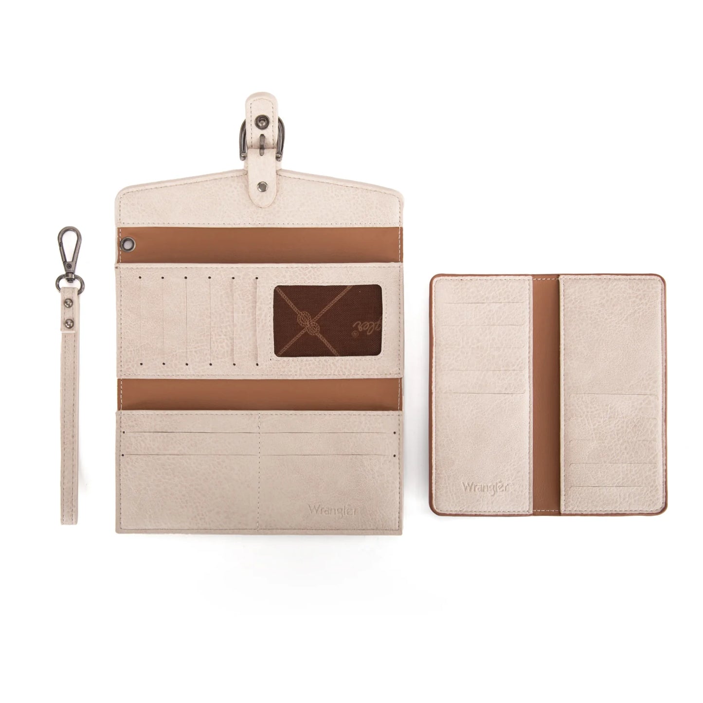 Wrangler® Western Tri-fold RFID Wallet/Wristlet With Detachable Credit Card Holder WG195-W055BR-TN