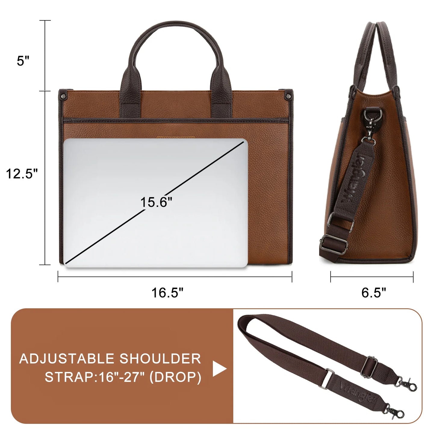 Wrangler® Carry-All Large Tote Work Tote /Crossbody Brown/Coffee WG288-8119BR/CF